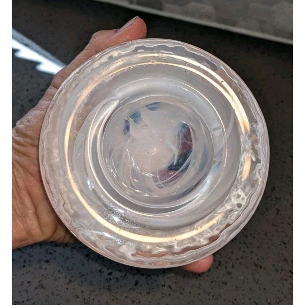 Kosta Boda Atoll Votive White Swirl Glass Anna Ehrner Sweden